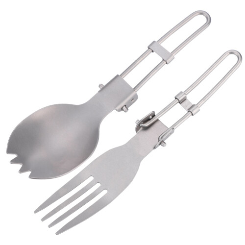 Portable Folding Titanium Spork Fork Camping Cutlery 1