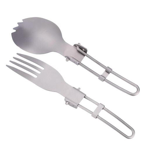 Portable Folding Titanium Spork Fork Camping Cutlery 2
