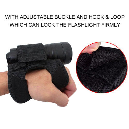 Portable Black Diving Light Flashlight Torch with Holder Glove 2