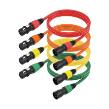 Câbles XLR Lot de 4 Mic 3 pieds, Rouge-Orange-Jaune-Vert