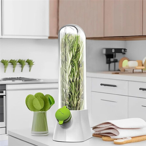 Fresh Herb Keeper For Refrigerator,Space Saving Cilantro Container For Fridge - Herb Saver For Cilantro, Mint Asparagus 2
