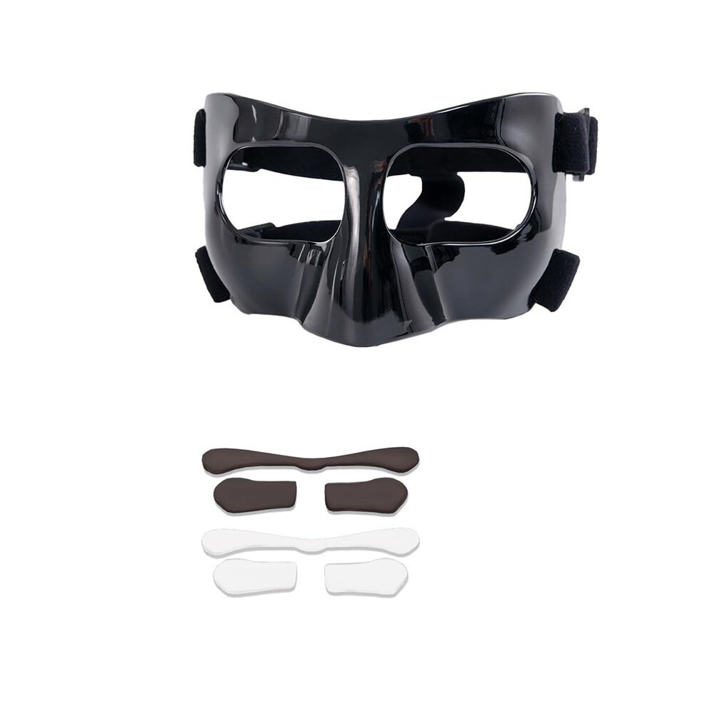 Sports Face Guard, Nose Guard For Broken Nose, Basketball Football Softball Training Face Protect Shield, Black Close 6033932603449