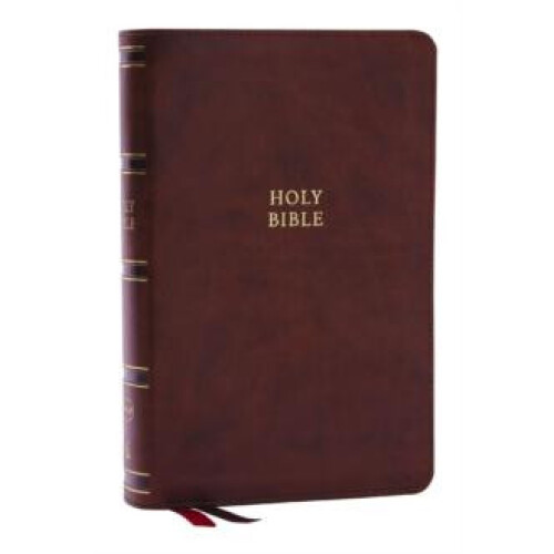 NKJV SingleColumn Reference Bible Versebyverse Brown Leathersoft Red L