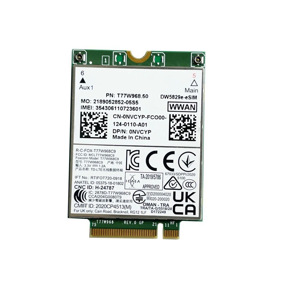 T77w968.50 Dw5829e-Esim M.2 4G Modem Module Cat9 450Mbps Tdd-Lte 4G Module For 7320 7330 7520 7530 7430 Laptop 6031511787139
