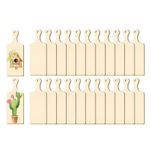 24 Pcs Wooden Cutting Board with Handle Unfinished Charcuterie Boards Paddle Blank Small Chopping Board