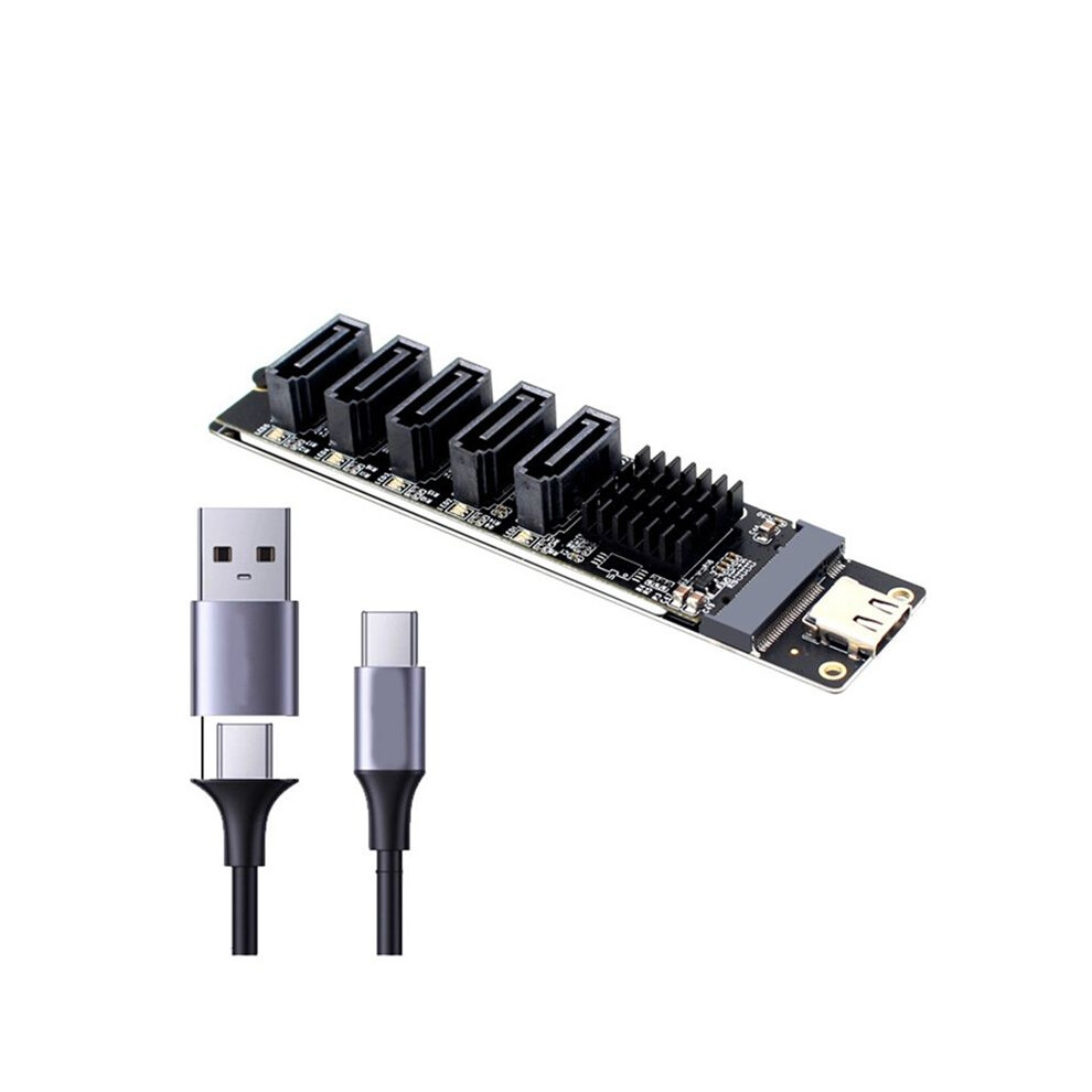 Type-C To Sata3.0 5 Adapter Converter Card 6Gbps Usb10g Jm575+Jms580 For Ssd Hdd Expansion 6031691794774