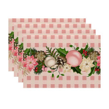 4PCS Xmas Trees Snow Christmas Placemats Winter Table Mats for Kitchen Dining Decoration J