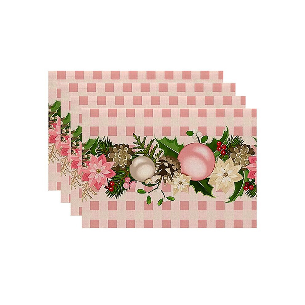 4Pcs Xmas Trees Snow Christmas Placemats Winter Table Mats For Kitchen Dining Decoration J Tauoh