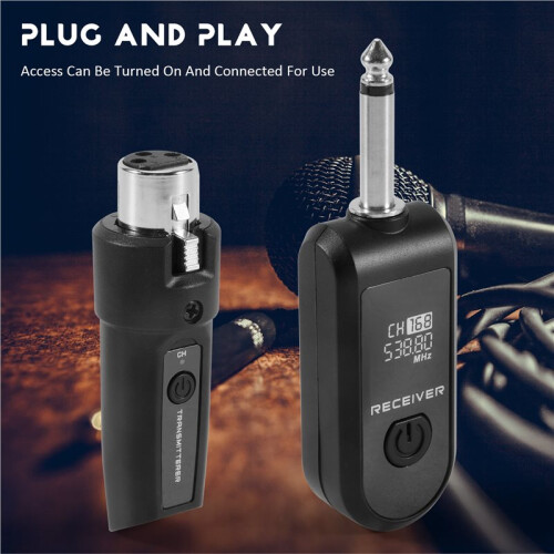 UHF XLR Adapter System Wireless Microphone Transmitter Receiver for Dynamic Microphone Guitar Audio Mixer PA System 2