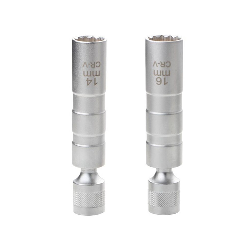 2Pcs 14Mm 16Mm Magnet Removal Tool Wrench Sleeve 3/8Inch 12-Point Swivel Candle Key Socket Kit S 6033963030740