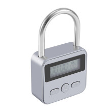Metall-Timer-Sperre, LCD-Display, Elektronische Multifunktionszeit, 99 Stunden, Max. Timing, Wiederaufladbares USB-Timer-VorhäNgeschloss, Silber