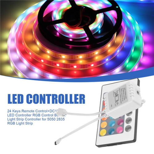 24 Keys Remote Control+DC12V LED Controller RGB Control Box IR Light Strip Controller for 5050 2835 RGB Light Strip 1