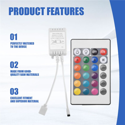 24 Keys Remote Control+DC12V LED Controller RGB Control Box IR Light Strip Controller for 5050 2835 RGB Light Strip 2