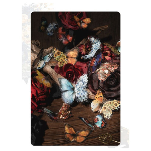 Retro Notebook Decoration Material Stickers DIY Decorative Sticker for Notebook Labels, Red Moon Butterfly 1