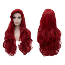2Pièces Perruques Femme Rouge Longues Bouclées Accessoires Mode