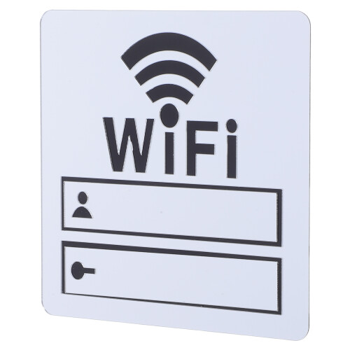 2Pcs Silver Acrylic WiFi Password Sign Waterproof Mirror Wall Sticker 1