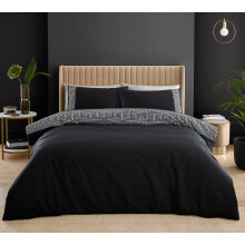 Catherine Lansfield Greek Key Pattern Duvet Cover Single Quilt Bedding Set Black
