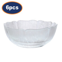 Fleur Bowl Dessert Fruit Round Glass Clear Dishwasher Microwave Safe 12cm 6Pcs