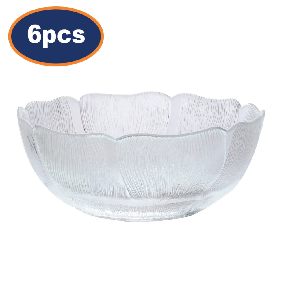Luminarc Fleur Bowl Dessert Fruit Round Glass Clear Dishwasher Microwave Safe 12Cm 6Pcs