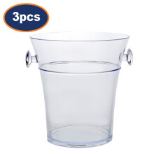 Ice Bucket Plastic Acrylic Holder Clear Wine Chiller Champagne Barware 3Pcs