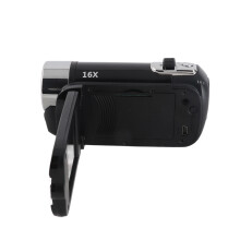 Mini videocamera da 16 MP 1080p con schermo da 2,4 pollici, luce di riempimento, anti-vibrazione, nera