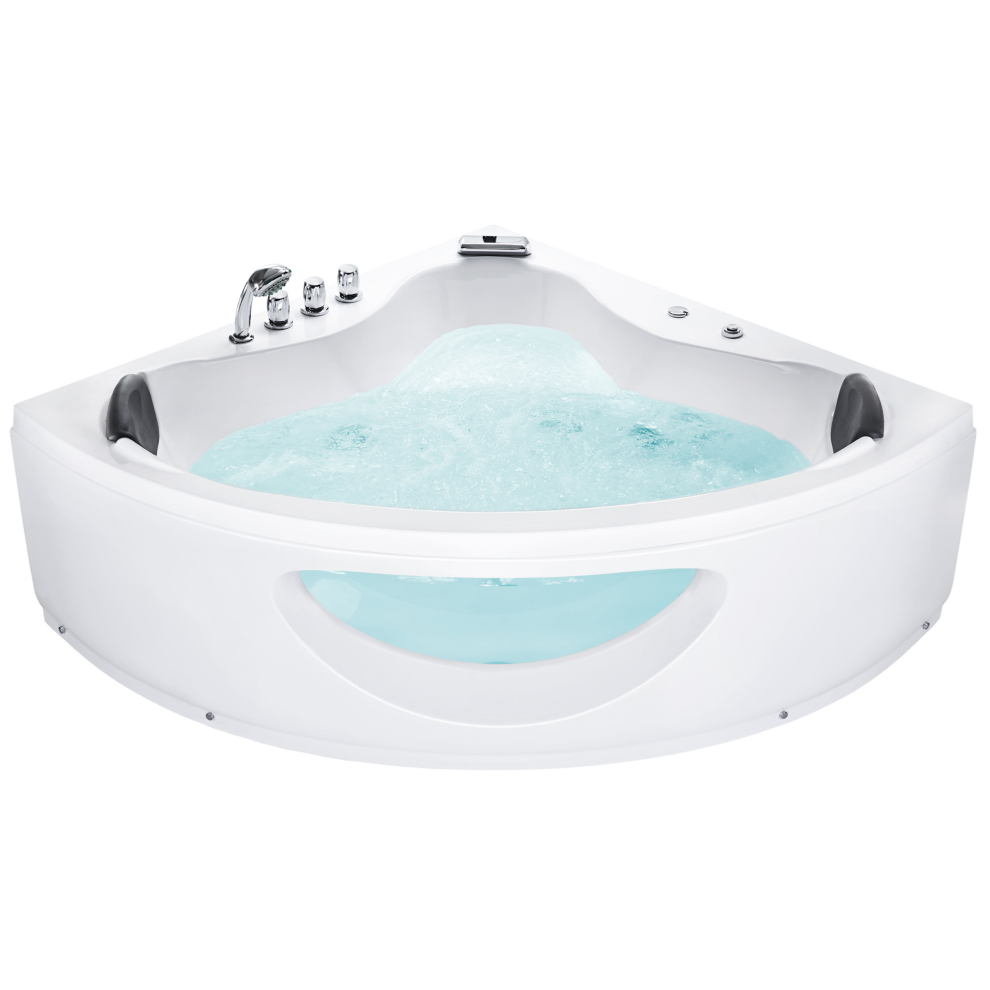 Beliani White Corner Hot Tub With Led Tocoa 1900 X 1380 Mm