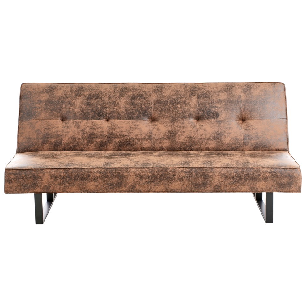 Sofa Bed 3 Seater DERBY Faux Leather Golden Brown