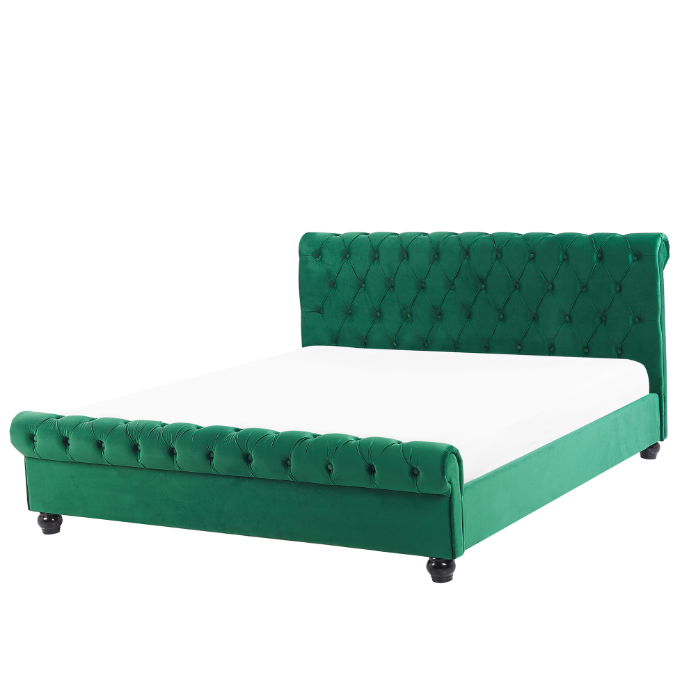 Bed Velvet AVALLON 160 x 200 cm (EU King Size) Emerald Green