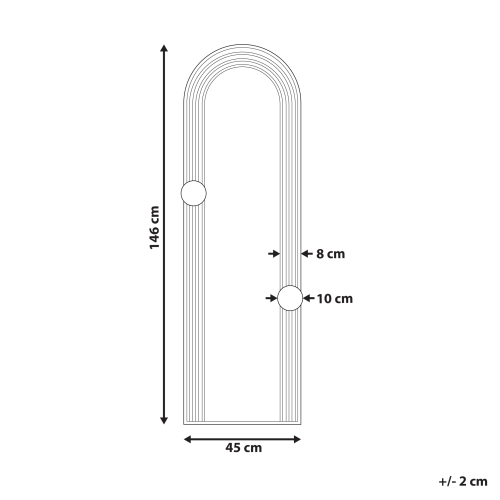 Beliani Wall Mirror AJAIN 45 cm 146 cm Metal Black 2