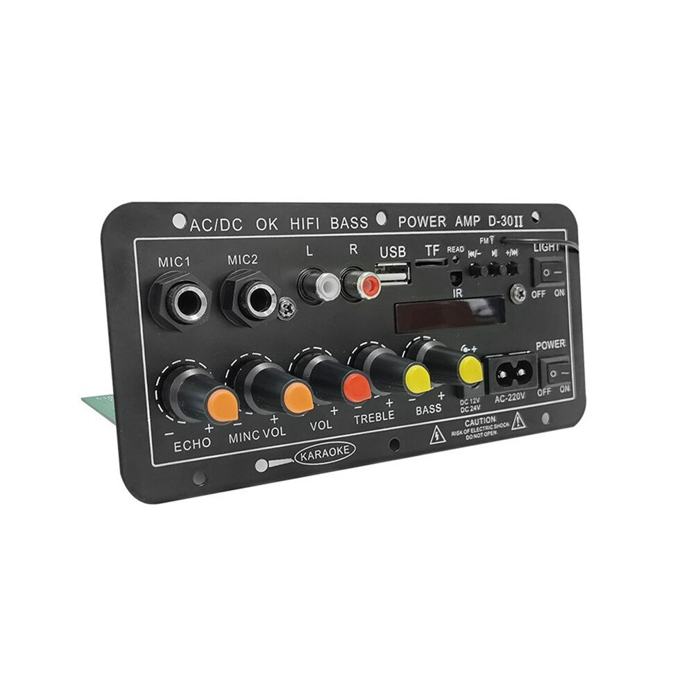 12V 24V 220V Digital Amplifier Board Subwoofer Dual Microphone Karaoke Amp Speaker Theater Diy 30W Eu Plug 4712496554733