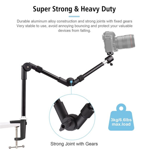1/4 ST-01 Bracket Flexible Foldable Desk Mount Stand Ballhead Adapter for Fill Light LED  Light Camera Smartphone 2