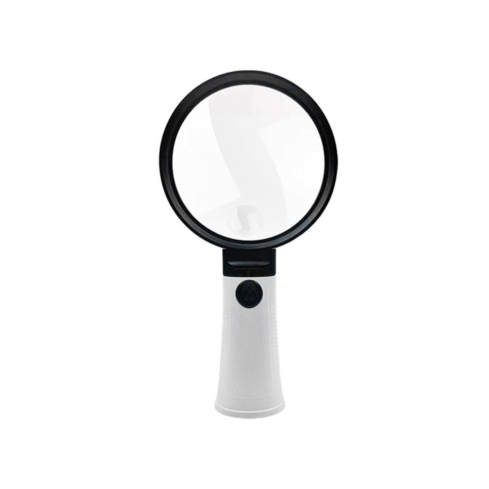 White 30X 10X Handheld Lighted Magnifying Glass With 12 Led Lightilluminated Large Magnifier Magnifier Loupe For Reading