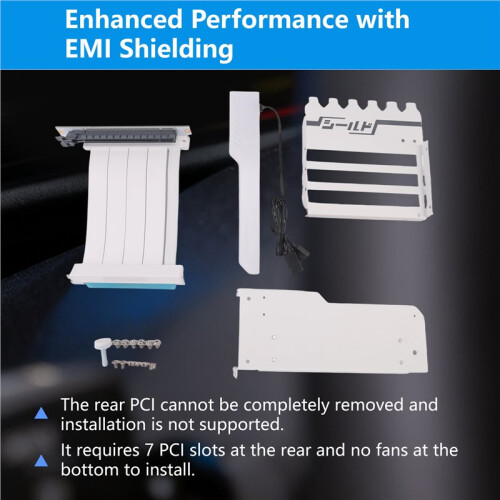 Vertical GPU Mounting Bracket with PCI-E 4.0 X16 Riser Cable Video Card Support Kit 90 Degree Right Angle White 2