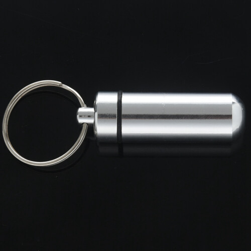 Silver Pill Medicine Box Case Holder Container Capsule Bottle Keyring Keychain 2