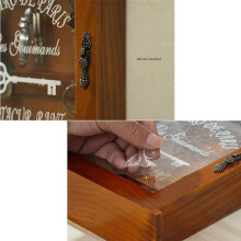 Wooden Key Box, Retro, Wall, Key Cabinet with Magnetic Door, Durable Solid Wood Storage with 6 Hooks-A