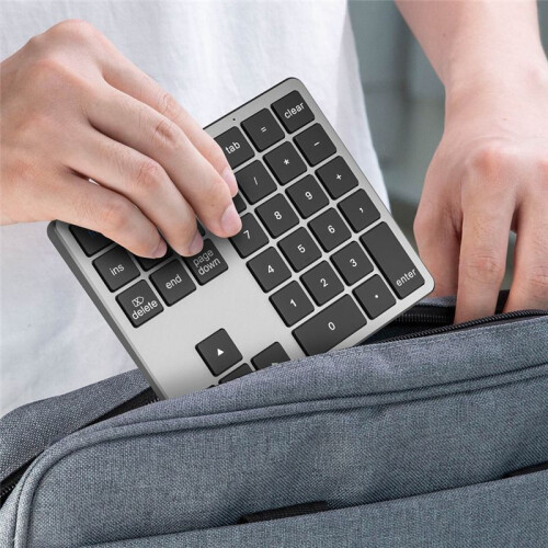 2.4G  Number Pad Ultra-Thin Wireless Numpad USB Rechargeable Numeric Keypad for IOS Android Window Black 2