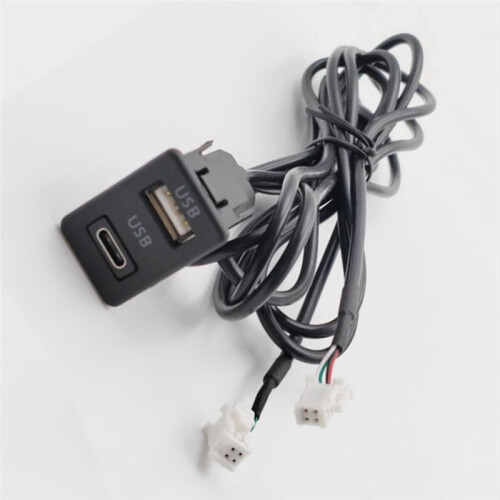 Car Dash Mount USB+TYPE-C Port Panel Interface Extension Cable Adapter Car Dashboard Vehicle Navigation USB Socket 1
