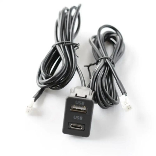 Car Dash Mount USB+TYPE-C Port Panel Interface Extension Cable Adapter Car Dashboard Vehicle Navigation USB Socket 2