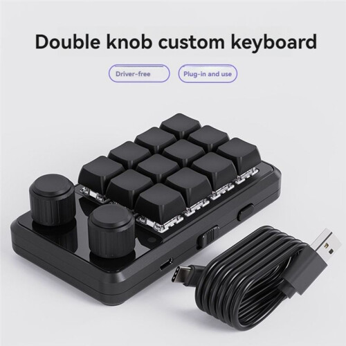 Programming Macro Custom Wired Keyboard RGB 12 Key Copy Paste Button  Gaming Keypad Hotswap Macropad White 2