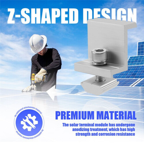 Solar Panel Mounting Brackets,8pcs Aluminum Solar Panel End Clamp 30-45mm Adjustable H, Solar Panel Mount for Metal Roof 1