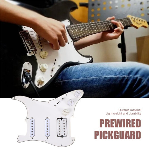 Garde Du Corps de Guitare ÉLectrique AssembléS de Plaque à Gratter PréCâbléS ChargéS 11 Trous Ssh Blanc 2