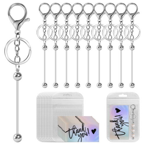 Beadable Keychain Bars Metal Bead Keychain Set for DIY  Projects Making