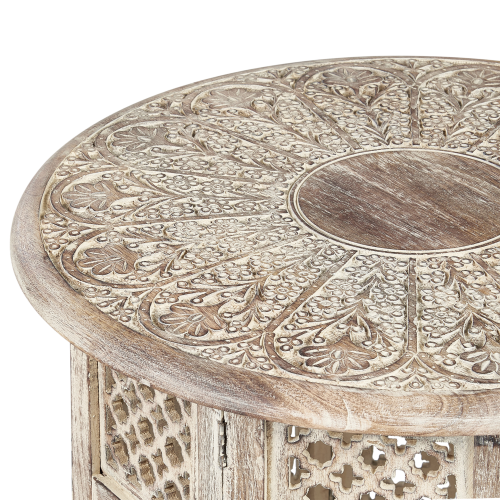 Beliani Side Table SANTRA Mango Wood Light Brown 1