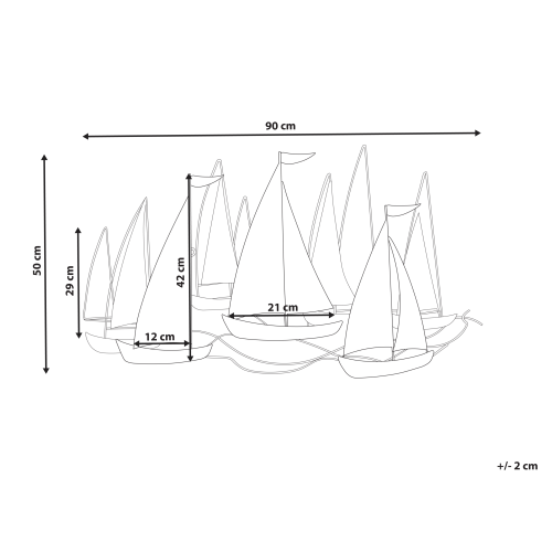 Beliani Wall Decor Ship BOHRIUM Metal 50 cm Blue 2