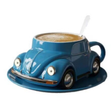 Funny Beetle Shaped Coffee Mug Unique Handmade Beetle-Shaped Coffee Cup Novelty Car-Shaped Tea Cup for Desktop Ornament