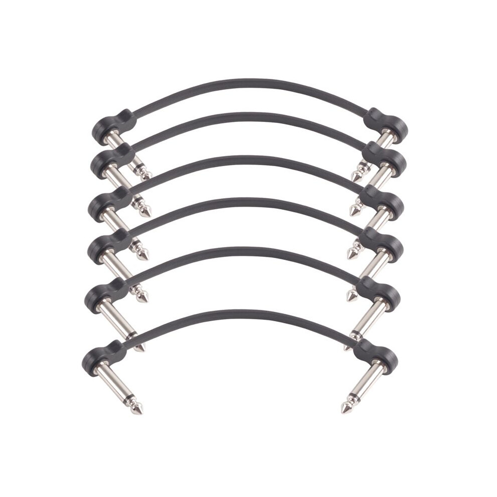 6 Packs 16Cm Guitar Effect Pedal Flat Patch Cables Instrument Guitar Pedal Cable Connectors Patch Cable Black 6031271053666