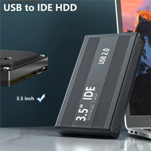 Gabinete IDE para Disco Rígido de 3,5 Polegadas IDE HDD SSD USB para IDE HD Caixa de Disco Rígido Externa com Fonte de Alimentação Plugue UE 2