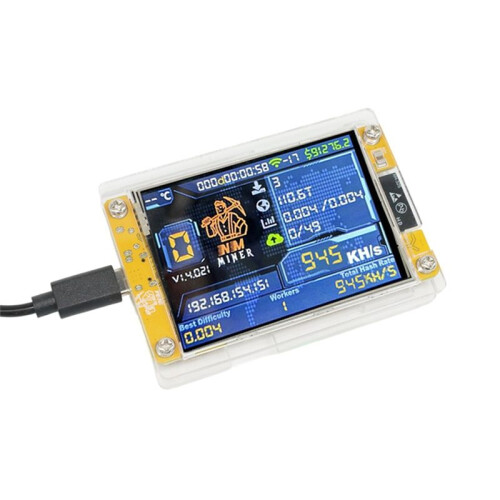 NMiner NerdMiner+Case 950KH/S Harshrate Bitcoin Solo Lottery Miner com Tela de 2,8 Polegadas Crypto Miner Atualizado NerdMiner 1