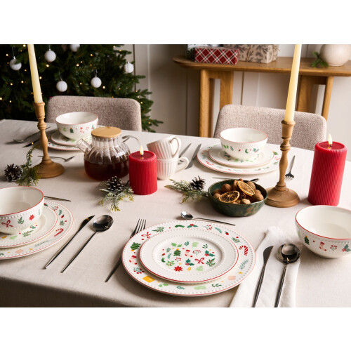 Beliani Set of 12 Dinnerware SAFFRON Porcelain White 1