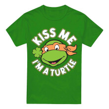 (L, Kelly Green) Teenage Mutant Ninja Turtles Mens Kiss Me St Patricks Day T-Shirt